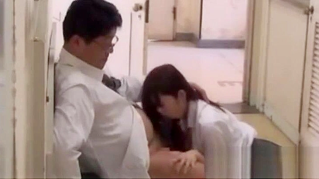 Japanese Schoolgirls Giving Blowjobs on Teacher's Cock in the Classroom