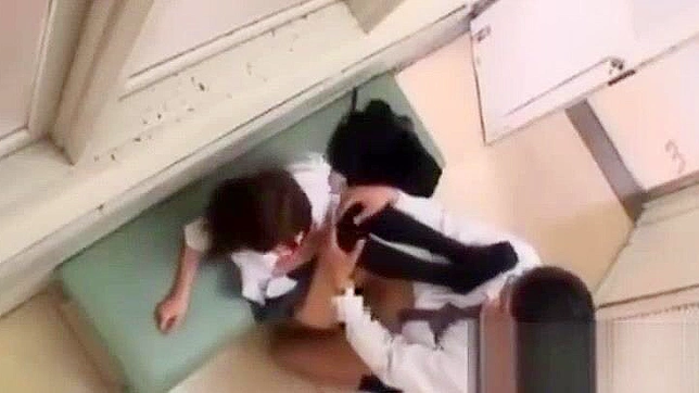 Japanese Schoolgirls Giving Blowjobs on Teacher's Cock in the Classroom