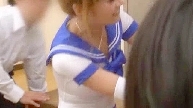 Japanese Cosplay Teacher Gets Gangbanged with Big Tits and Blowjobs