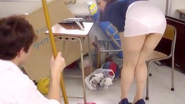 Japanese Teacher Fetish in High Heels with Small Titted Brunette Student