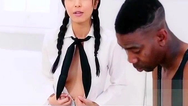 Japanese Schoolgirl Gets Banged by Big Black Cock in Doggy Style