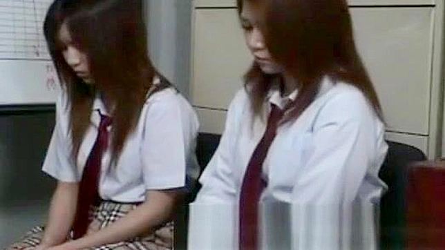 Japanese Hairy Amateur Teacher Fakes with Young Students in Voyeur Clip
