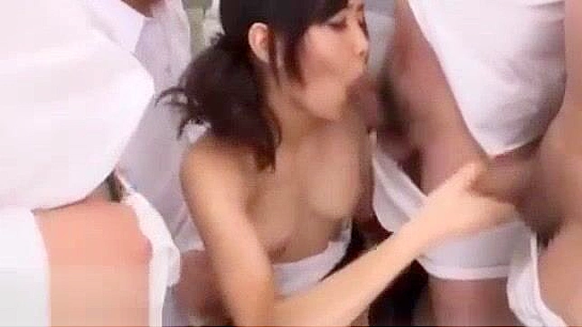 Asian Teacher's Cum Play with Small Tits & Blowjob