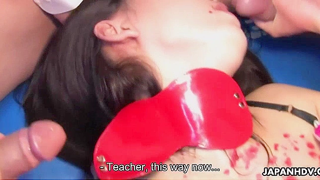 Uncensored Japanese Group Sex with Hairy Brunette Teacher