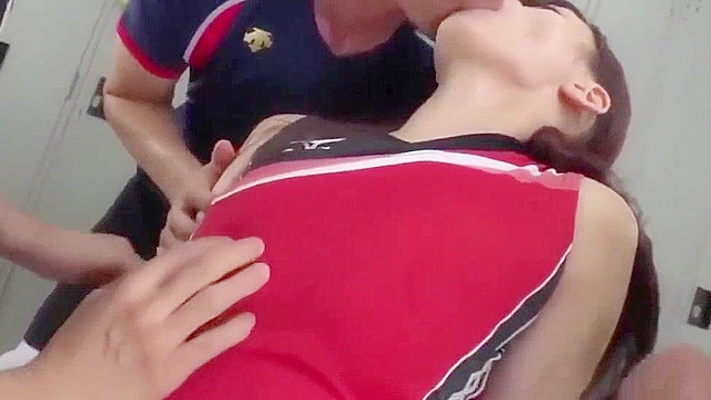 Japanese Teacher's Threesome with Young Students goes Wild in Group Sex Gym