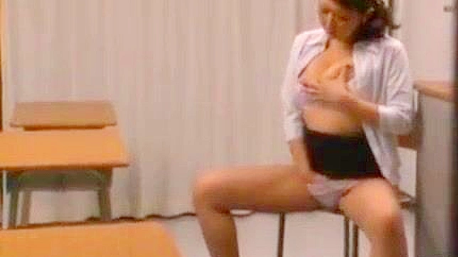 Japanese MILF Teacher Fondles Pussy in Lingerie Amateur Masturbation