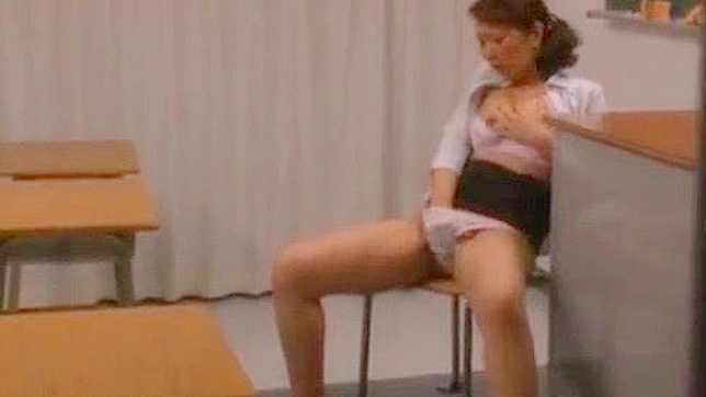 Japanese MILF Teacher Fondles Pussy in Lingerie Amateur Masturbation