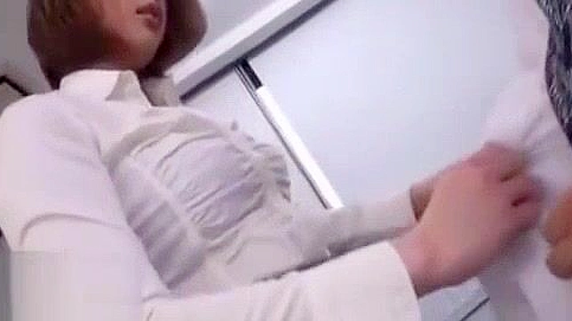Japanese Cougar Teacher's Fetish Handjob for Old Perv with Big Tits and Stockings