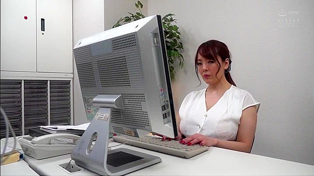 You can't help but stare at Hitomi Tanaka's massive titties in this slutty office lady outfit.