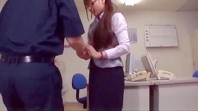 Asian Cosplayer Gives Foot Job & Cums on Stockings in Office Uniform