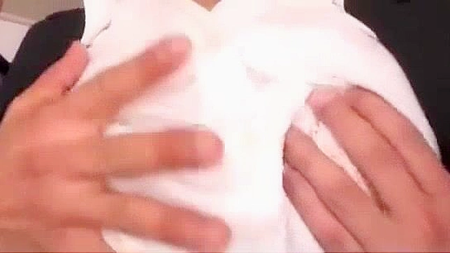 Japanese Office Lady Gets Nipple Rubbing Blowjob with Fingering