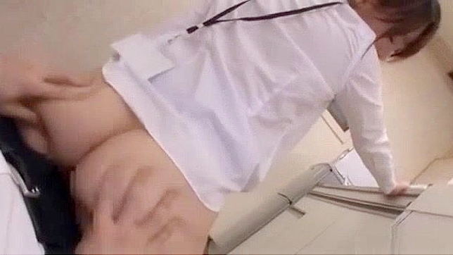 Japanese Office Lady's Wild Stand Fuck Session with Dildos and Blowjob