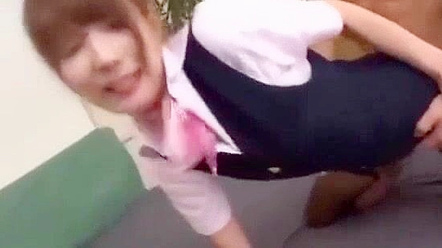 Japanese Teen Office Lady in Stockings Gets Bukkake