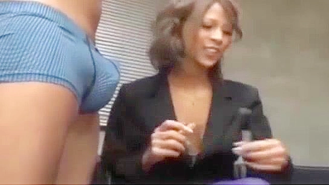 Japanese Office Lady Gives Blowjob on Knees, Swallows Cum in Mouth