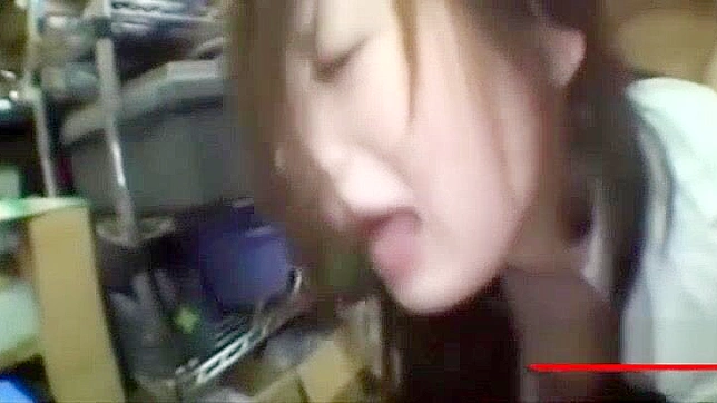 Japanese Office Lady Gets Hardcore Facial in Storage Room
