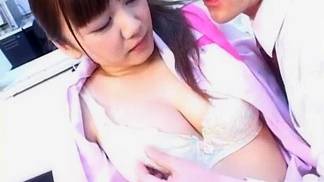 Japanese MILF Secretary's Office Blowjob & Hardcore Sex with Big Tits, Hairy Pussy & Cream Pie