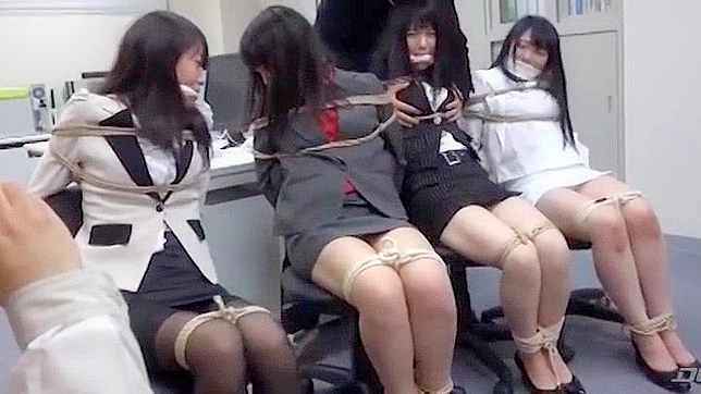 Uncensored Group Sex with Japanese Office Ladies in Stockings and Bandages