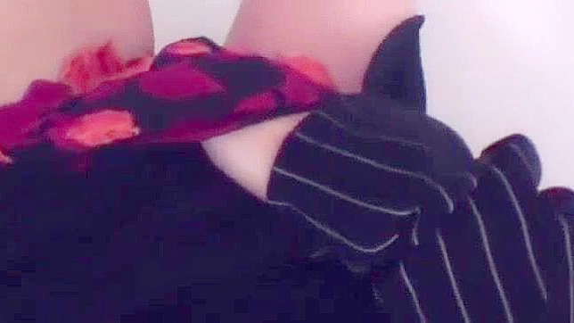 Japanese Office Lady's Solo Masturbation with Big Tits and Stockings