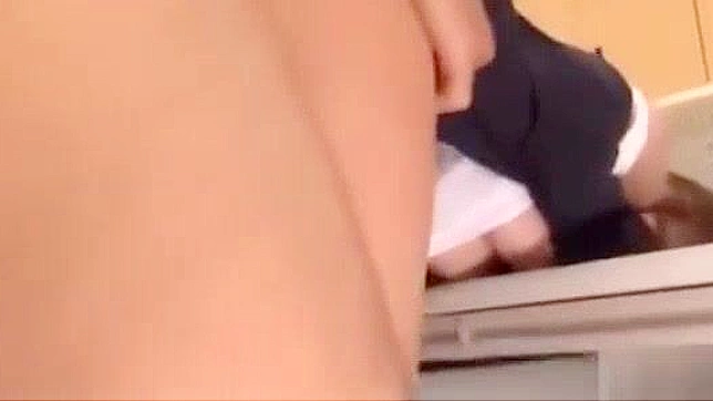 Japanese Office Lady in Stockings Gets Double Anal with Cumshots