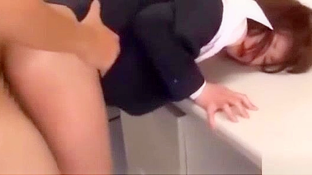 Japanese Office Lady in Stockings Gets Double Anal with Cumshots