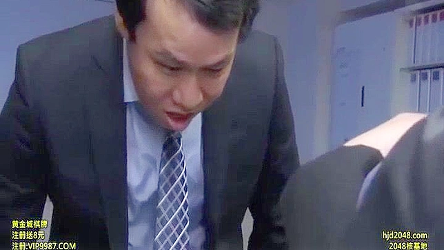 Japanese MILF with Big Tits in Threesome Uncensored  Office Scene