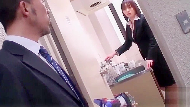 Japanese Office Lady's Deep Throat Blowjob with Foot Fetish