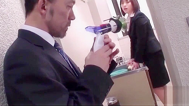 Japanese Office Lady's Deep Throat Blowjob with Foot Fetish