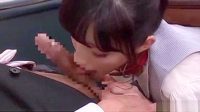 Japanese Office Lady Gives Blowjob Under Desk in Public