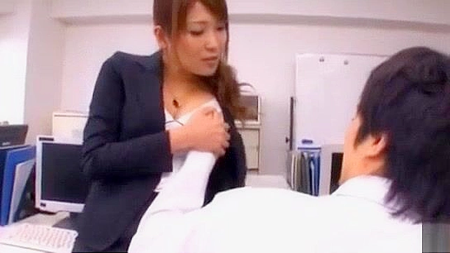 Japanese Office Lady Gives Blowjob & Cumshot in Lingerie
