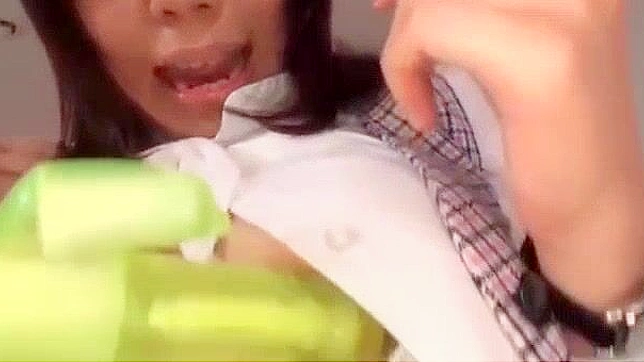 Japanese Teen Office Lady Strips and Gets Blowjob in Pantyhose
