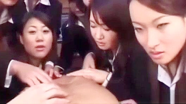 Japanese Office Babes Squirt & Anal Play with Boss' Cock