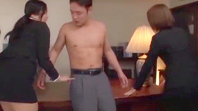 Japanese Office Ladies' Gangbang with Stiff Penises and Rimming