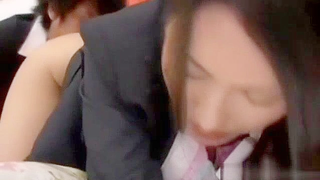 Japanese Office Lady Gets Fingered in Doggy Style with Squirting Blowjob and Cum on Tits