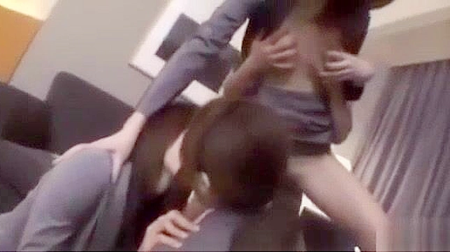 Japanese Amateur Gangbang with Brunette Office ladies