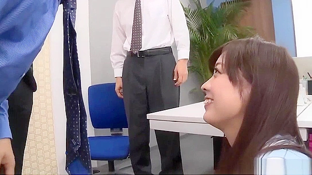 Japanese Office Lady Fujii Arisa's Wild Group Sex with Creamy Blowjob, Stockings & Doggy Style