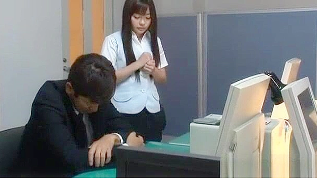 Japanese Teen Office Lady Mei Hayama's Naughty Blowjob and Fist Cumshot