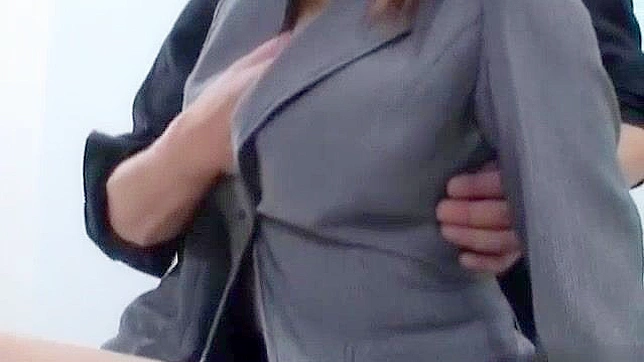 Japanese Office Lady Blows Big Fat Cock, Cums Hard on Camera