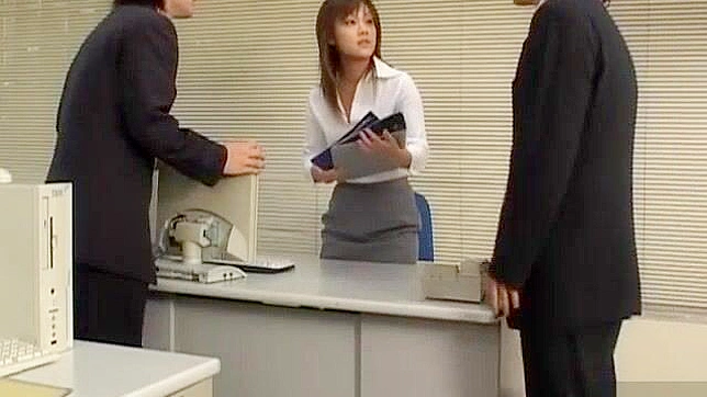 Japanese Office Lady Yuka Matsushita Gets Dildo Penetration with Hairy Fingering and Stockings