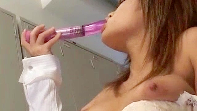 Japanese Office Lady Yuka Matsushita Gets Dildo Penetration with Hairy Fingering and Stockings