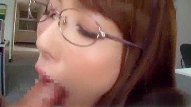 Japanese MILF in Stockings Gives Blowjob to Huge Dong in Office