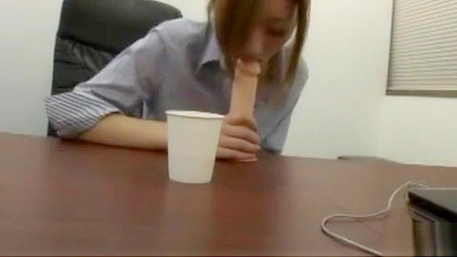 Japanese Office Lady Gets Double Pleasure with Dildo and Cock Facial