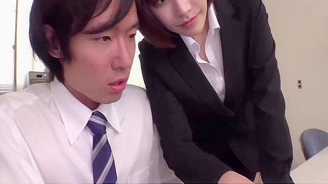 Japanese Brunette Fetishes in Uncensored  Office Handjob