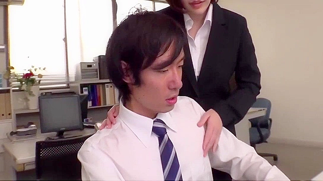 Japanese Brunette Fetishes in Uncensored  Office Handjob