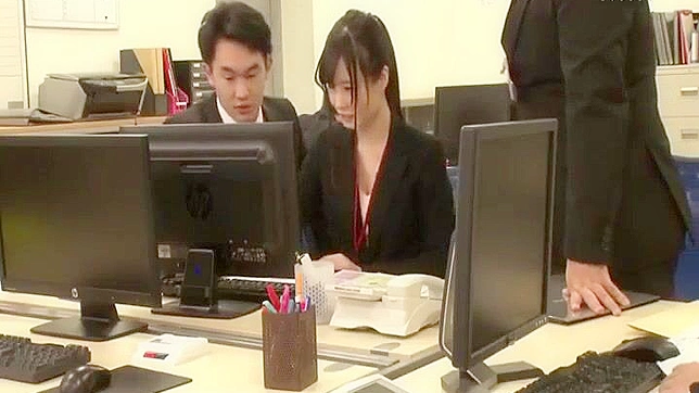 Japanese Office Lady's Group Sex with Big Tits and Deep Throat
