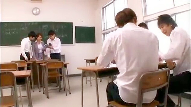 Daring Asian Teacher Surrendered to Rough manhandling by Students in XXX Scene