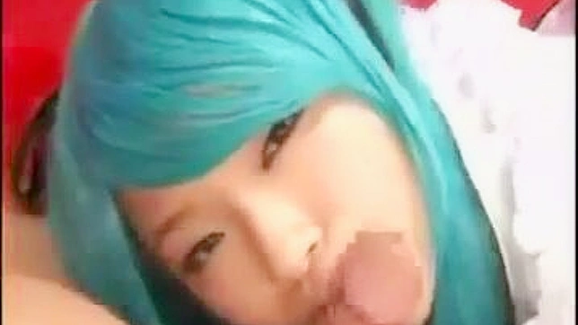 Japanese Schoolgirl with Turquoise Hair Gets Drilled