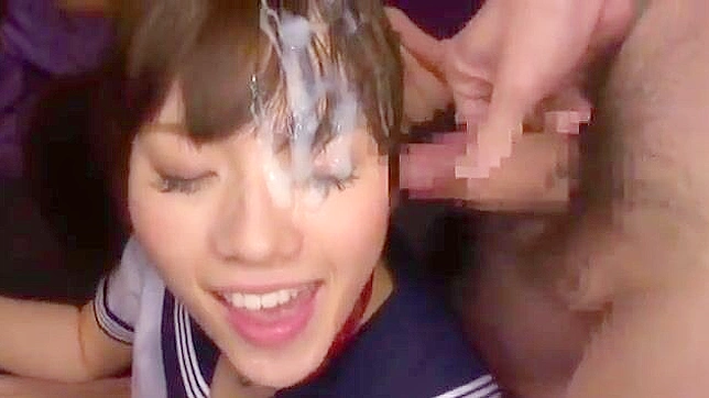 Japanese beauty's sensual bukkake session leads to explosive climax