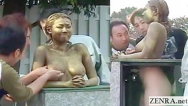 Japanese XXX: Bronzed Goddess Gets Naughty with Group Fuck