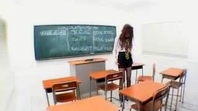 Japanese Teacher's Unbridled Masturbation in Fishnets  Classroom Chaos!