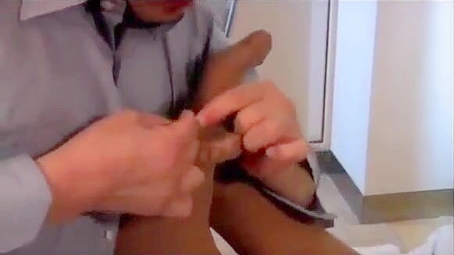 Hot Japanese co-worker feet worshiped during intense fuck session